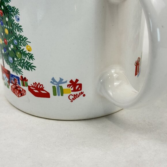 Set Of 2 Vintage Christmas Tree Mugs Himark Japan 12 oz White Red Reversed Stamp - Picture 4 of 12